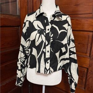Magaschoni Monochrome Floral Linen Blouse